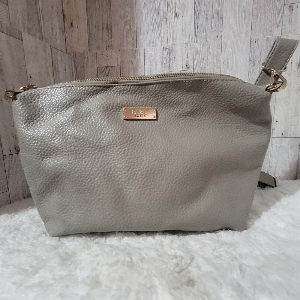 BCBG ~ Taupe People Faux Leather Crossbody